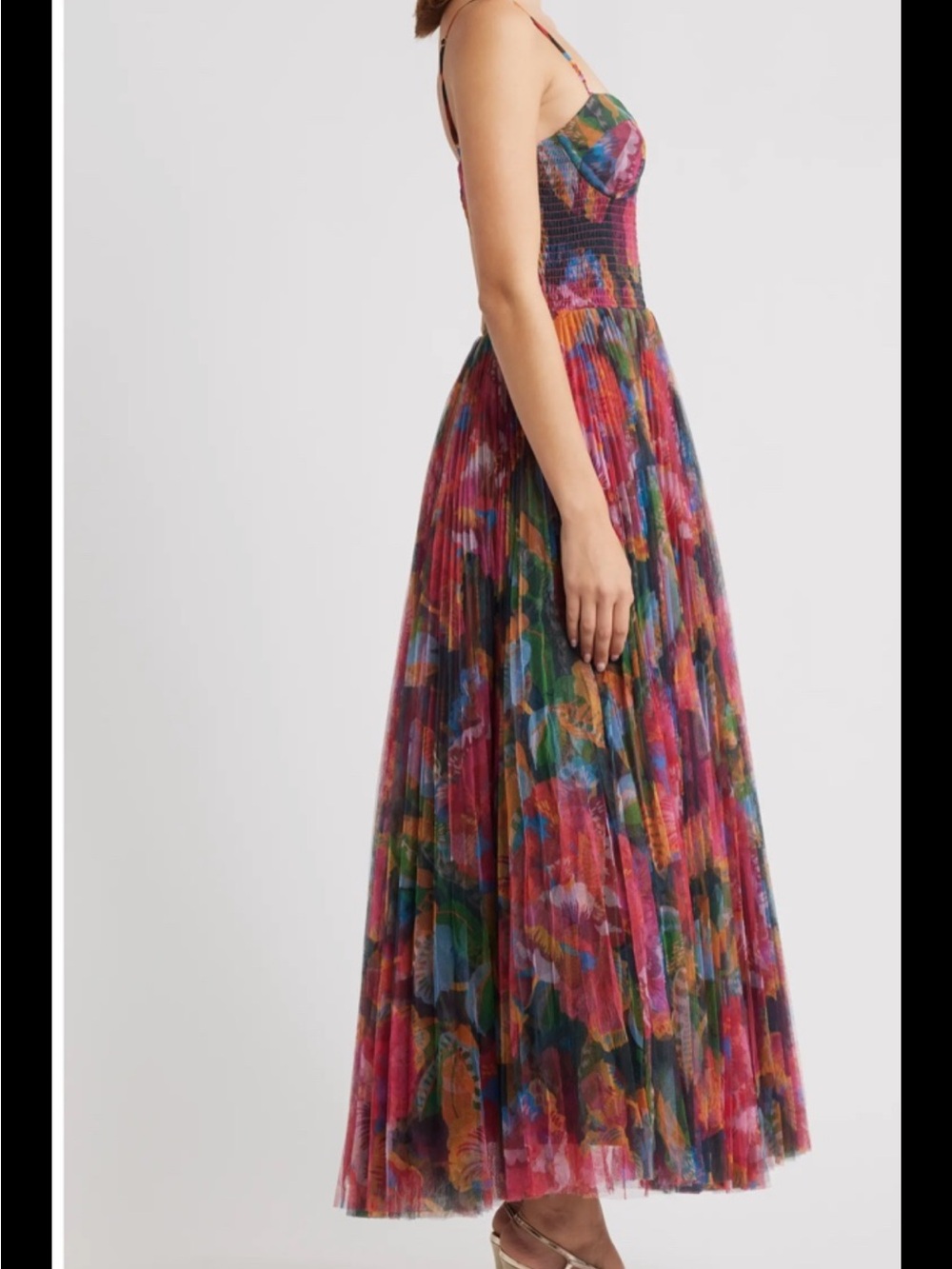 Hutch Multicolor Floral Pleated Midi Dress - Picture 3 of 11
